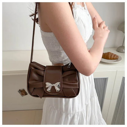 Trendy Bow Shoulder Bag Handbag Casual Underarm Bag Daily Commuting Bags PU Leather Lady Banquet Bag Business Women's Bags