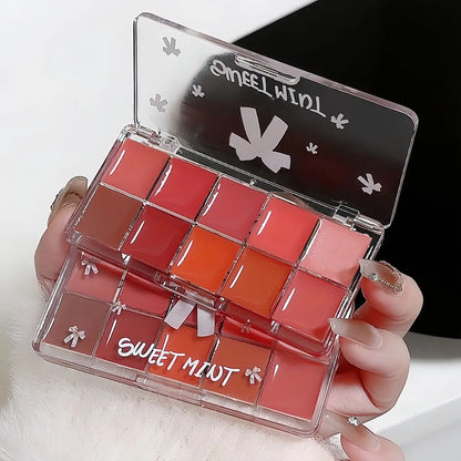10-Color Lip Jelly Plate Mirror Crystal Lip Gloss Moisturizing Water Glass Red Orange Lip Oil Balm Sexy Plump Makeup Palette