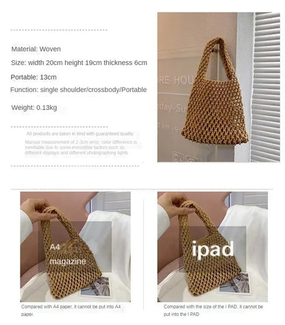 Women Fashion Small Crossbody Phone Bag Solid Color Hollow-out Woven Crochet Lightweight Braided Shoulder Handbag Crossbody Bags