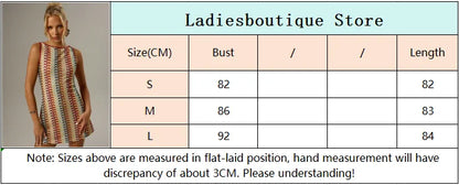 Irregular Printed Knitted Mini Dress For Women Chic Backless Slanted Shoulder Slim Fit Dresses 2025 Summer Holiday Beach Robes