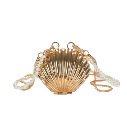 2025 New Summer Lipstick Bags for Women Fashion Pearl Mini Purse Crossbody Bag High Quality Gold Shell Bag Designer Shoulder Bag