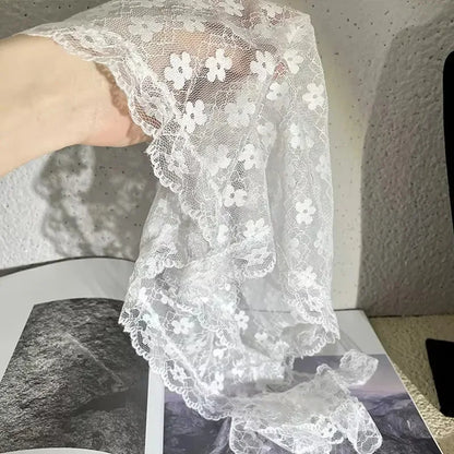 2 in 1 Triangle Short Skirt Half Skirt Butt Curtain Skirt Lace Trim Apron Soft Lace Stacked Ins Style Korean Spring Headscarf
