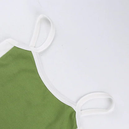 Sleeveless Knitted Crop Tops Green Sexy Basic Patchwork 2024 Summer Casual Cami Backless Y2k Vintage Tank Top Women