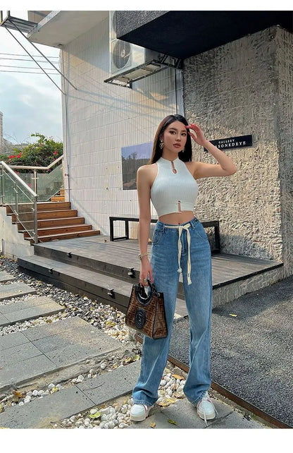 HELIAR Women Sexy Tank Tops Chic Y2K Tops Halter Off Shoulder Tops Crop Tops Elastic Solid Tank Tops For Women Summer