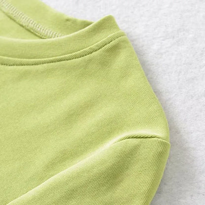 2024 Harajuku Women Crew Neck Short Sleeve Cotton Tee With Ruched Sides Detail T-shirts