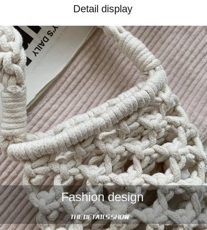 Women Fashion Small Crossbody Phone Bag Solid Color Hollow-out Woven Crochet Lightweight Braided Shoulder Handbag Crossbody Bags