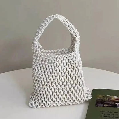 Women Fashion Small Crossbody Phone Bag Solid Color Hollow-out Woven Crochet Lightweight Braided Shoulder Handbag Crossbody Bags