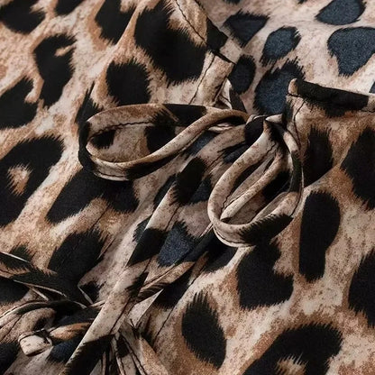 TRAF Leopard Print Crop Top Women Puff Sleeve Ruffle Blouses Woman 2024 Summer Shirts and Blouses for Women Ruched Ladies Tops