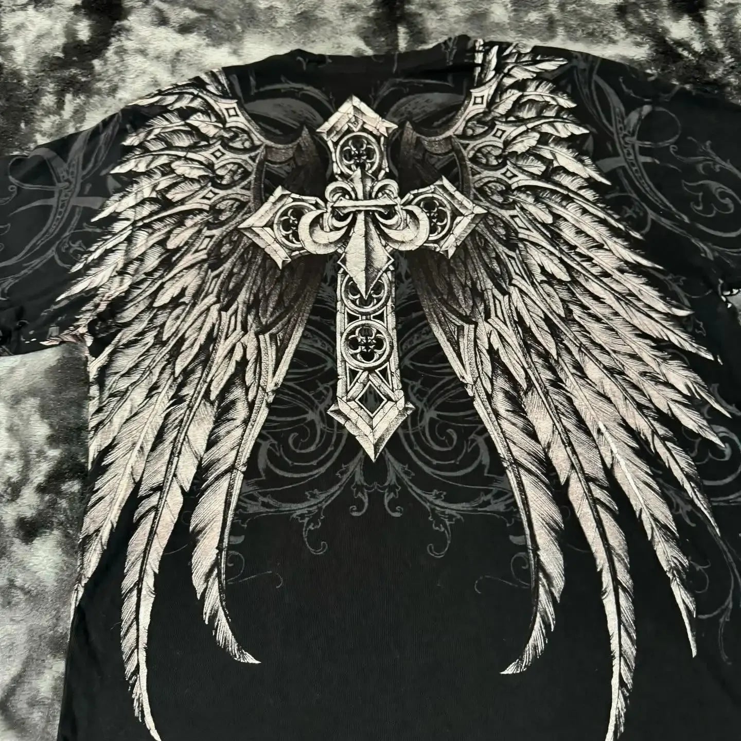 Y2K Affliction T Shirt Vintage Clothing Punk Hip Hop Graphic Print Oversized T shirt Women Round Neck Cotton Short Sleeve Tops