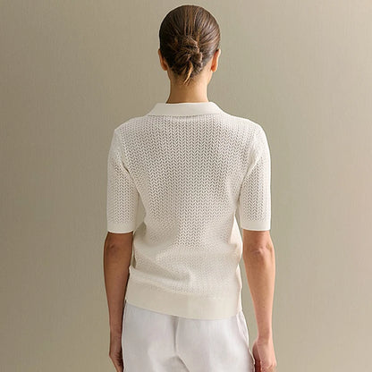 Tornova Short Sleeve Knitted T shirt Woman Summer Casual Loose Lapel Solid Ins Hot Tops Pullover Female Sweater T shirt Outwear