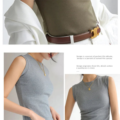 Camisole Vest for Women  Round Neck Colourful Basic Sleeveless Undershirt Tops Tees with Coverage for Side Cleavage
