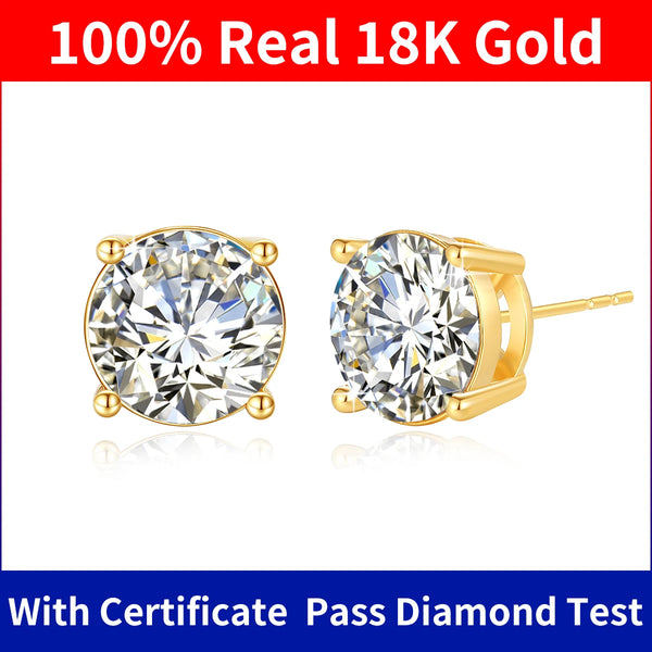 Szjinao 2025 Trending Earrings Moissanite Gold 18k Real Original With Certificate Wedding Luxury Jewelry For Women Wholesale Hot