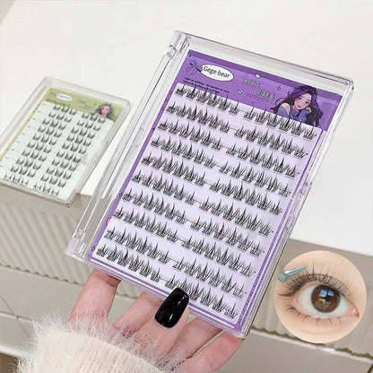 Gege Bear No-Glue False Eyelashes - Easy 3-Step Application, Natural Look, Perfect for Beginners with Sunflower Desig