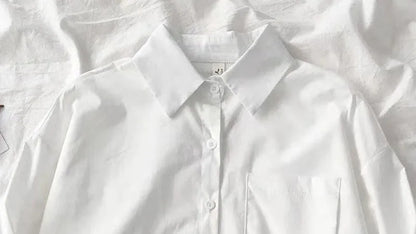 Black White Casual Shirt Women JK Preppy Style Long Sleeve School Shirts Girl Harajuku Loose Turn Down Collar Button Up Blouses