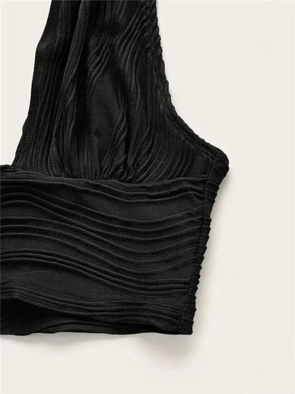 Solid White Backless Crop Halter Top Women Summer Y2K Club Grunge Clothes Deep V-neck Backless Sleeveless Tank Top Streetwear
