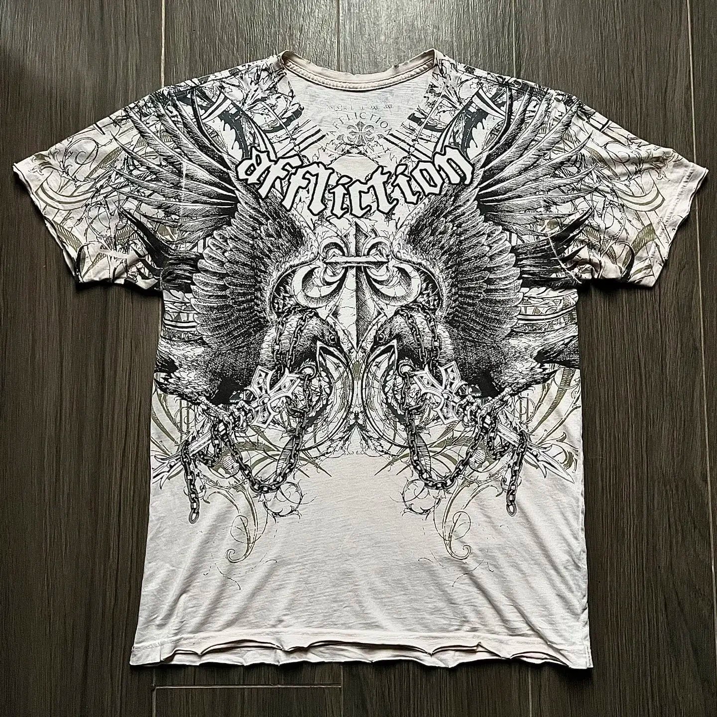 Y2K Affliction T Shirt Vintage Clothing Punk Hip Hop Graphic Print Oversized T shirt Women Round Neck Cotton Short Sleeve Tops