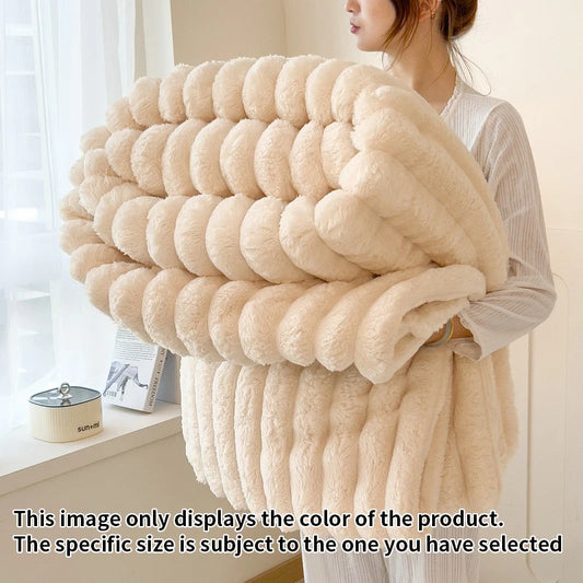 Light luxury Multifunctional Solid Color Rabbit Velvet Blanket Winter Thick Warm Flannel Used For Bedroom Living Room Blanket
