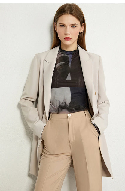 AMII Minimalism Long sleeve T-shirts for Women 2025 Spring New Bottoming Shirt Mesh Printing Inside Slim Trendy Tops 12421003