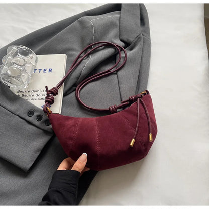 Velvet Material Zipper 2025 High Quality Shoulder Bag Solid Color Simple Fashionable Crossbody Bag Soft Western Style Handbag