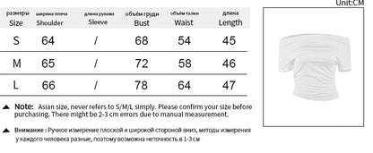 Summer New T-shirt Women Sexy Short Sleeve Fashion Tees Slash Neck Folds Crop Top Casual Streetwear Bodycon Solid Basic T-shirts