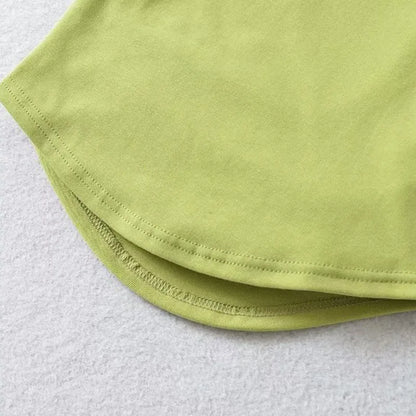 2024 Harajuku Women Crew Neck Short Sleeve Cotton Tee With Ruched Sides Detail T-shirts