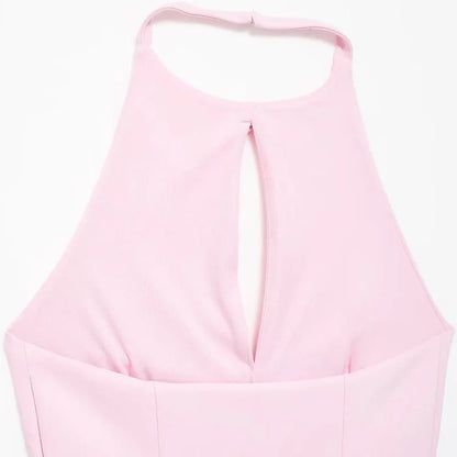 TRAF Bow Two Piece Set Backless Halter Women Top And Mid Waist Lady Skirt New In 2024 Summer Fashion Casual Office Lady Set