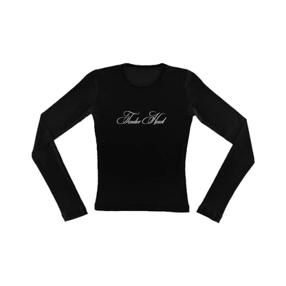 Y2K Emo Girl Gothic Letters Printed Casual Long Sleeve T-Shirt Harajuku Retro Punk Rock Hip Hop Aesthetic Top Women's Streetwear