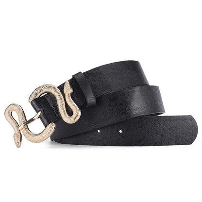 Women's Belt Trend Retro Snake Buckle Belt Fashion Casual Pu Leather Belt With Dress Jeans Belts Gift For Women and Girlfriend