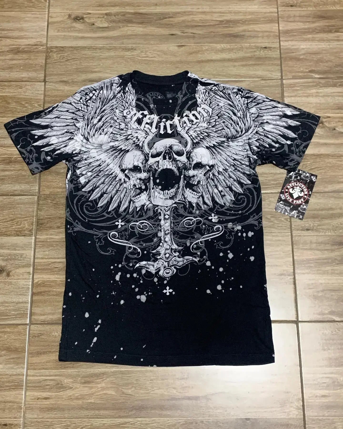 Y2K Affliction T Shirt Vintage Clothing Punk Hip Hop Graphic Print Oversized T shirt Women Round Neck Cotton Short Sleeve Tops