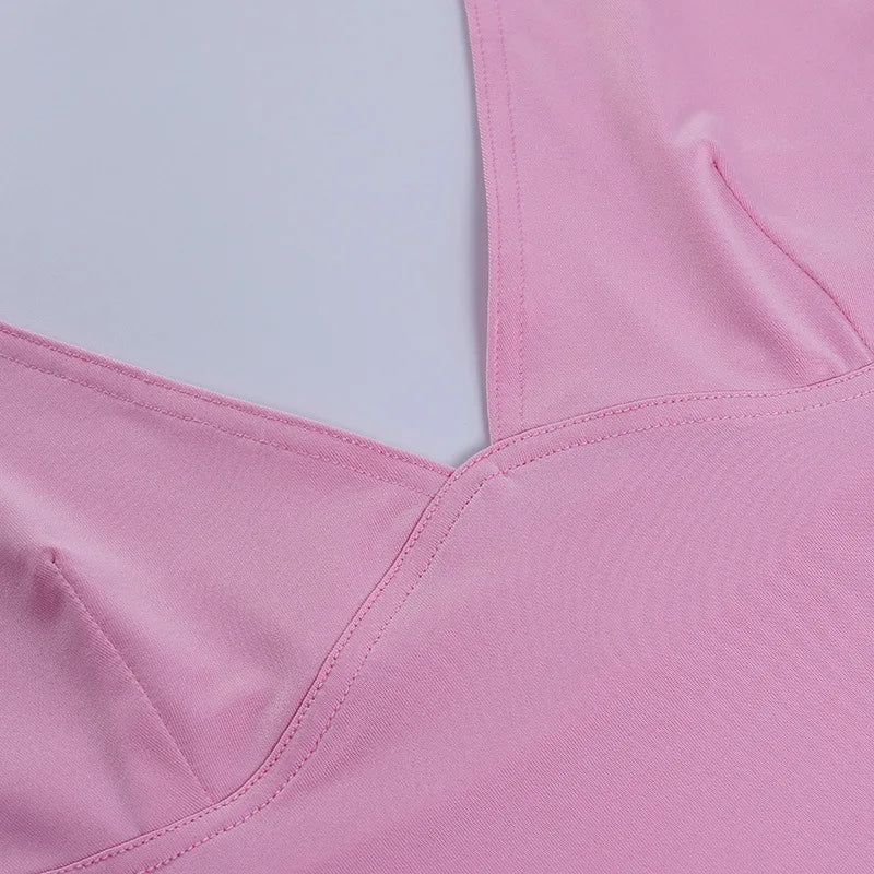Summer Halter Camisole Tank Top Women V-Neck Sexy Tanks Camis Skinny Backless Pink Corset Tee Shirt Femme Tops WomanT-shirt