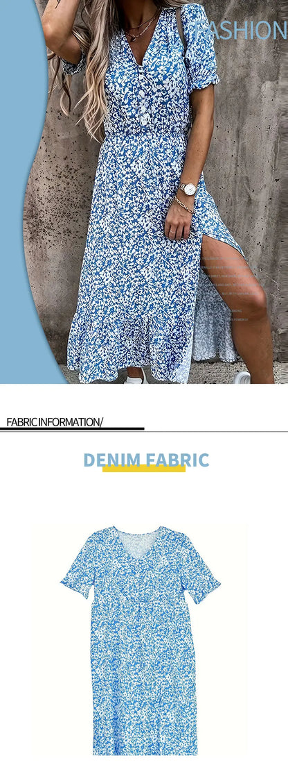 Women's Oversized Woven Dress Casual Bohemian Maxi Summer A-Line Long Dress with Pockets Full Length Clothing