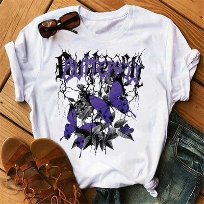 Butterfly Tree Print Harajuku Women's T-Shirt 