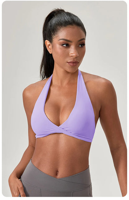 Sports Yoga Bra for Women Halter Neck with Stylish Back Design Sexy Gym Bra for Running Fitness Sports Bras