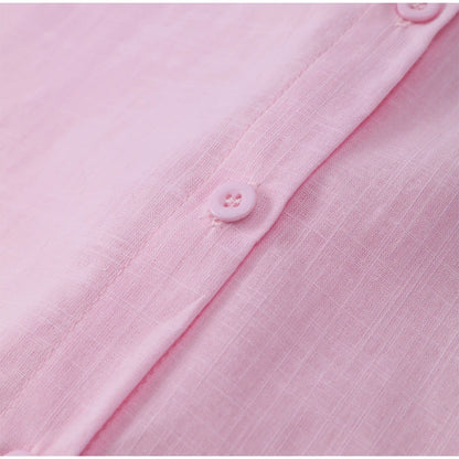 Classic Solid Shirt Pants Set Women Casual Loose Long Sleeved Lapel Elastic Waist Two Piece Suit 2025 New Summer Street Outfit