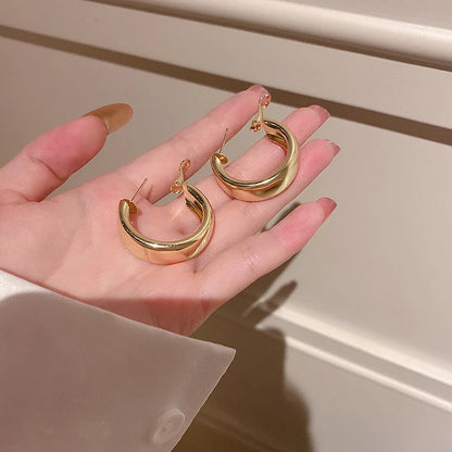 Trendy Gold Plated Geometric Gear Shape Circle Hoop Earrings for Women Girl Fashion Zircon Jewelry Buckle Type
