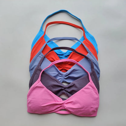 ARFTE Sports Bra Strappy Backless Yoga Gym Bra Removable Cups Women Workout Clothing Gym Top Halter Sport Bras