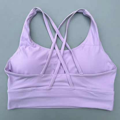 Solid Color Fitness sport Bra Women Cross soft high strength Tight Top Comprehensive Training Gym Yoga Underwear With Chest Pad