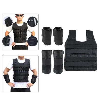 15-50kg Adjustable Weight Vest Weighted Fitness Training Set With Steel Plate Weighted Bracelet Ankle Bodybuilding Accessories