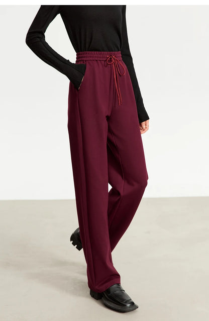 AMII Minimalism Casual Pants for Women 2025 Spring Wide Leg New Loose Vertical Elastic Waist Drawstring Sporty Trousers 12343338