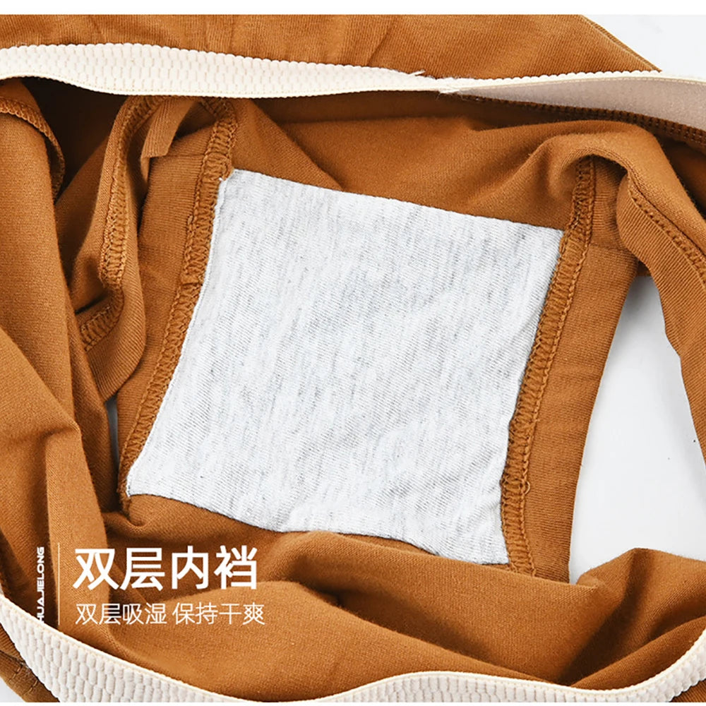 3PCS/Pack 100% Cotton Multicolor Solid Women's Boxer Knit Breathable Panties Underwear Soft High Elastic Mid-rise Thin Boyshorts