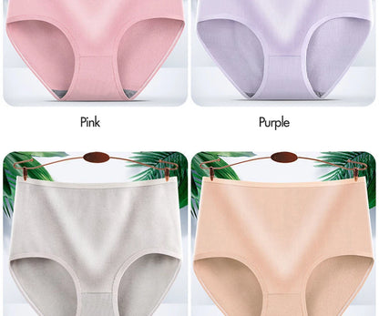 8pcs Women Panties Girl Plus Size Underwear High Waist Briefs Breathable Solid Color Soft Female Lingerie