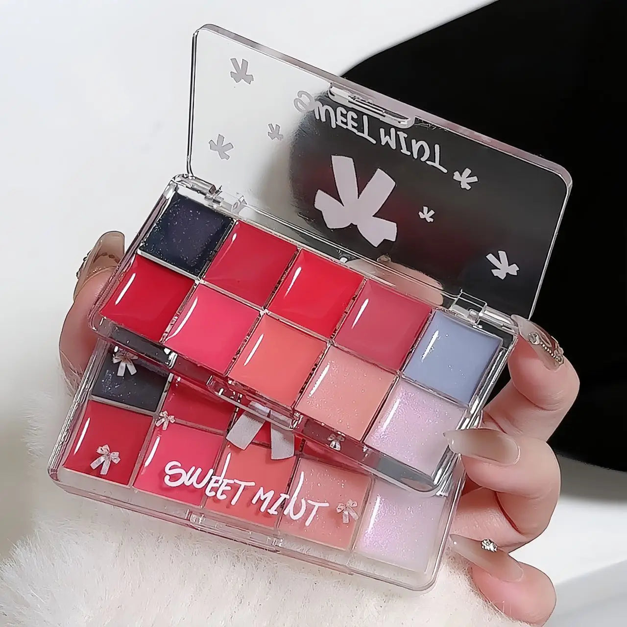 10-Color Lip Jelly Plate Mirror Crystal Lip Gloss Moisturizing Water Glass Red Orange Lip Oil Balm Sexy Plump Makeup Palette