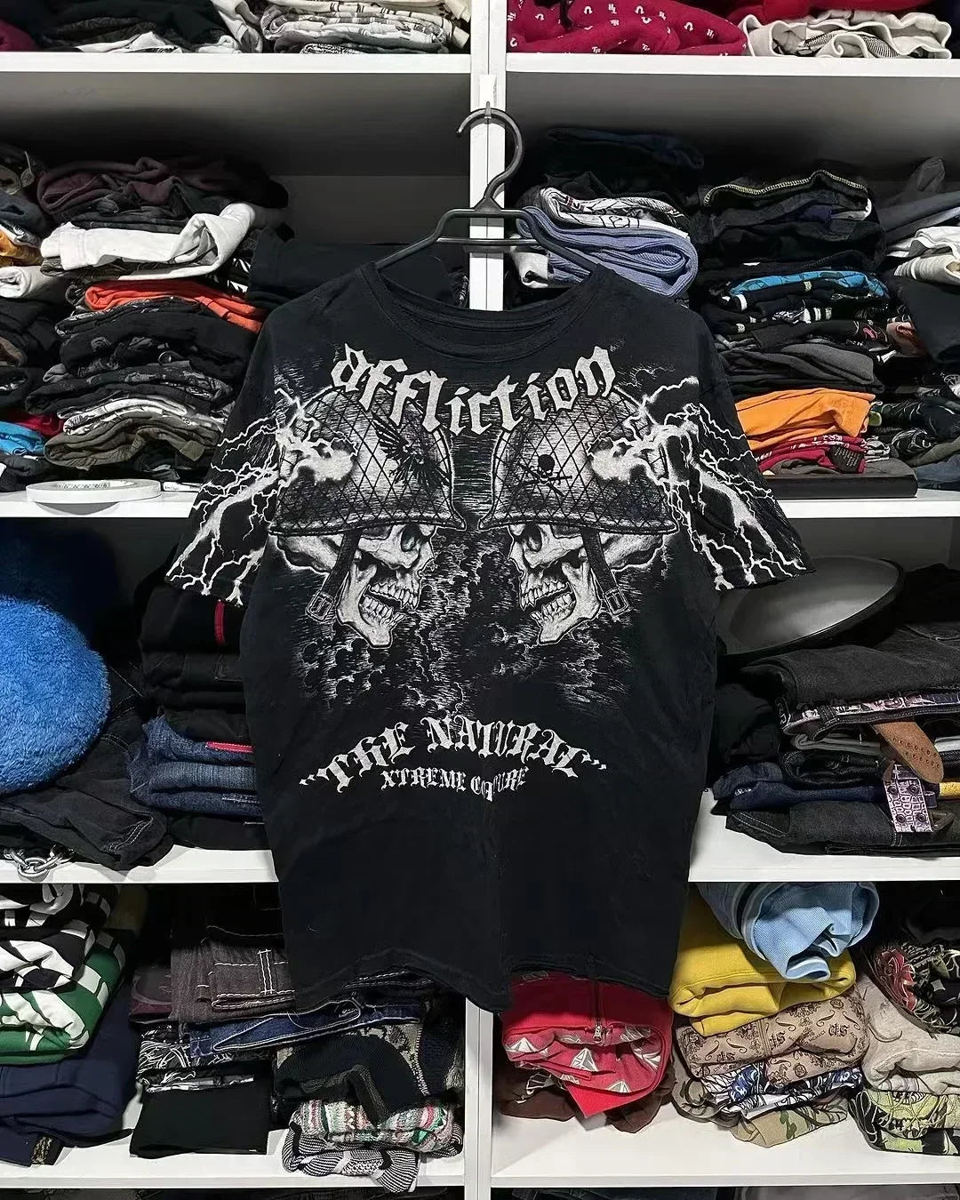 Y2K Affliction T Shirt Vintage Clothing Punk Hip Hop Graphic Print Oversized T shirt Women Round Neck Cotton Short Sleeve Tops