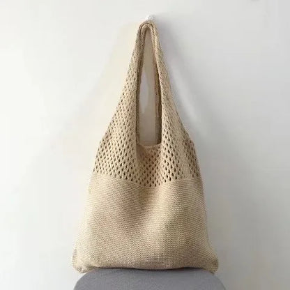 Designer Knitted Handbags Female Large Capacity Totes Women's Pack Summer Beach Bag Big Purses Casual Hollow Woven Shoulder Bags