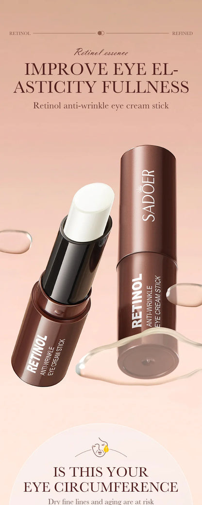 SADOER Retinol Eye Cream Stick Anti Dark Circles Under the Eyes Moisturizing Firming Eyes Cream Eye Skin Care Products