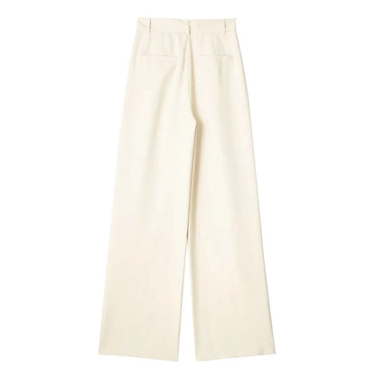 TRAF Women's Formal Pants Office Wear Women Striped Grey Black Pants Woman High Waist Baggy Suit Pants Casual Wide Leg Trousers