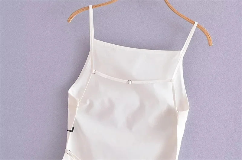 TRAF Black Backless Top Female Sleeveless White Crop Top Women Summer Sexy Tops Woman Party Women's Evening Top With Straps