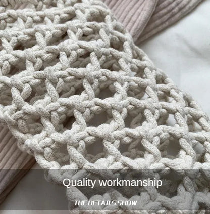 Women Fashion Small Crossbody Phone Bag Solid Color Hollow-out Woven Crochet Lightweight Braided Shoulder Handbag Crossbody Bags