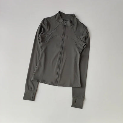 Zippered Sports Jacket for Women Yoga Suits Slim Fit Training for Jogging Long-sleeved Quick-drying Cardigan Jacket Top