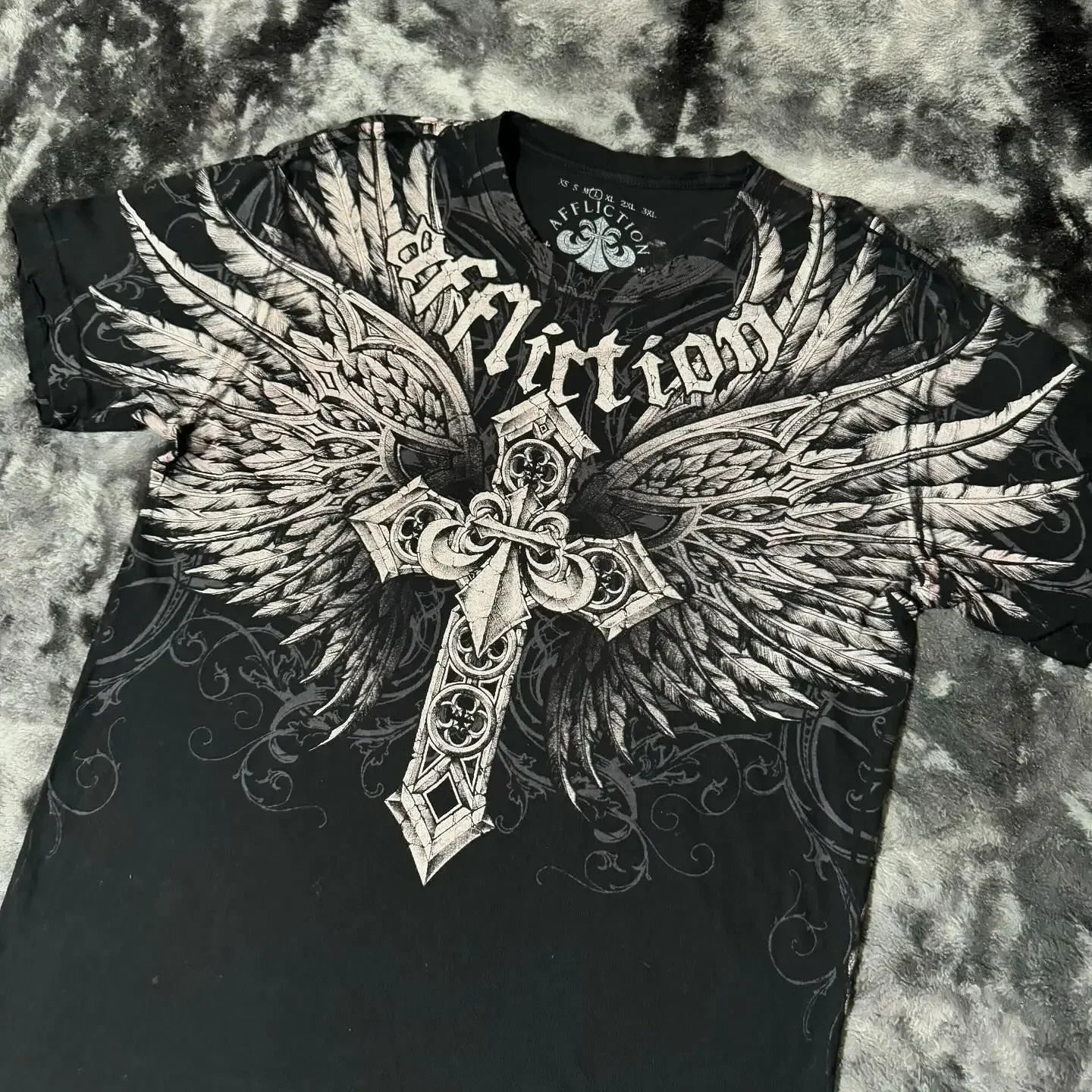 Y2K Affliction T Shirt Vintage Clothing Punk Hip Hop Graphic Print Oversized T shirt Women Round Neck Cotton Short Sleeve Tops